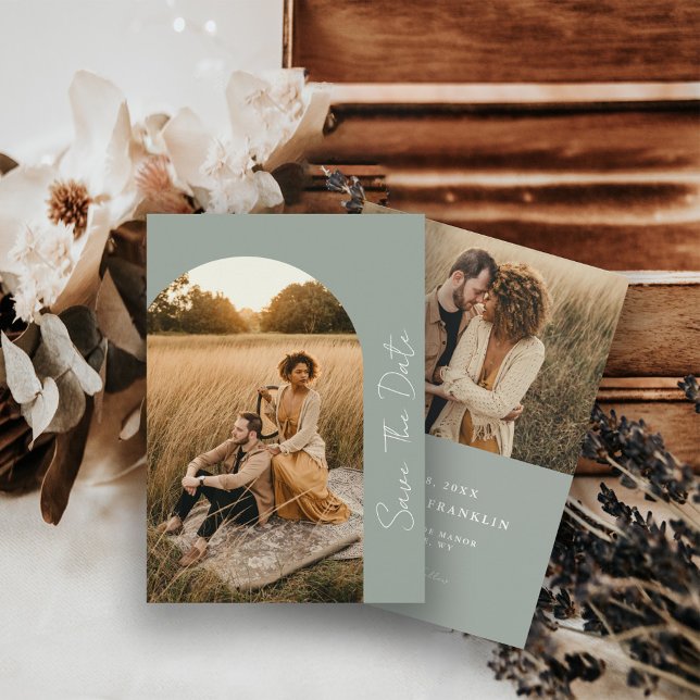 Save The Date Photo Mariage moderne Boho Frame (Créateur téléchargé)