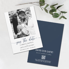 Save The Date Photo Mariage Navy Blue