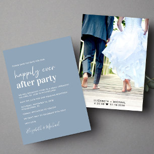 Save The Date Photo Minimale Dusty Blue Wedding Réception