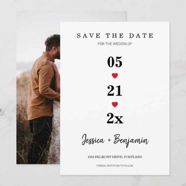 Save The Date Photo minimale Enregistrer la date (Devant / Derrière)