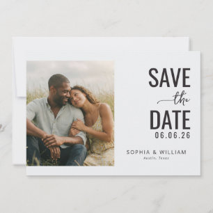 Save The Date Photo minimaliste beige anticipatif