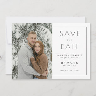 Save The Date Photo minimaliste blanc serein
