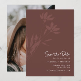 Save The Date Photo minimaliste Botanique en terre cuite Boho