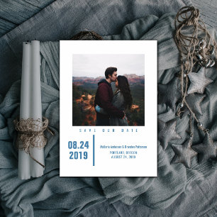 Save The Date Photo minimaliste chic Enregistrer la date   Bleu