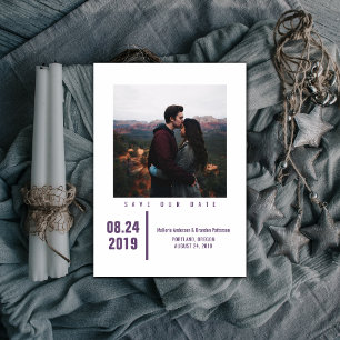 Save The Date Photo minimaliste chic Enregistrer la date Viole