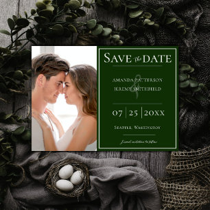 Save The Date Photo minimaliste Emerald Green Enregistrer la d