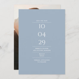 Save The Date Photo minimaliste moderne Dusty Blue Mariage
