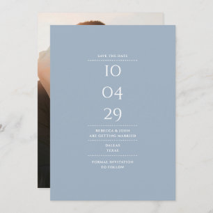 Save The Date Photo minimaliste moderne Dusty Blue Mariage