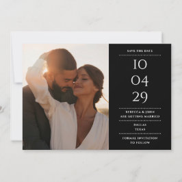 Save The Date Photo minimaliste moderne en noir et blanc Mariage