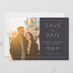 Save The Date Photo Minimaliste Navy Romantique