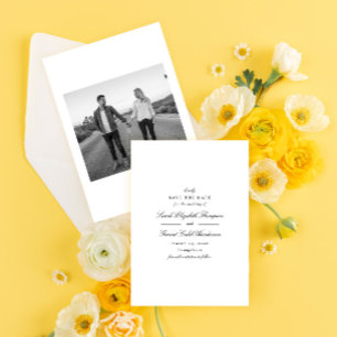Save The Date Photo minimaliste noir et blanc avec écriture clas