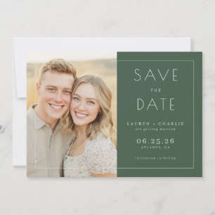 Save The Date Photo minimaliste vert joyeux