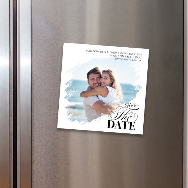 Save the Date Photo Modern Wedding Magnetic Magnetkarte (Wedding Save the date photo magnet)