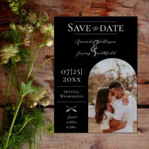 Save The Date Photo moderne Boho Arch   Noir Enregistrer la date