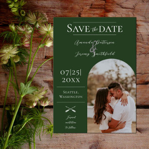 Save The Date Photo moderne Boho Arch Vert émeraude