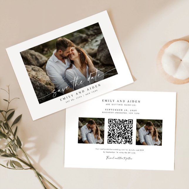Save The Date Photo Moderne Enregistrer La Date Avec Le Code Qr (Créateur téléchargé)