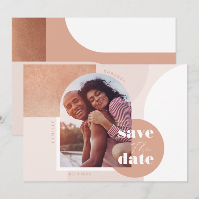 Save The Date Photo moderne et tendance de Couple rose pâle (Devant / Derrière)