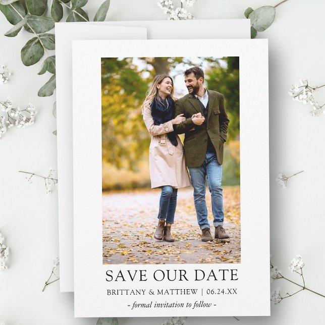 Save The Date Photo Moderne Minimaliste Simple Enregistrer Notre (Customize to change text size, style or to add more text & photos to back of card.)