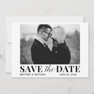 Save The Date Photo moderne noir et blanc tendance Enregistrer l