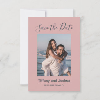 Save The Date Photo Moderne Rose Poussiéreux