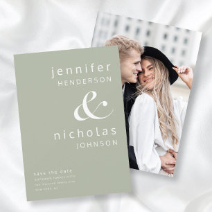 Save The Date Photo moderne Sage Green Ampersand