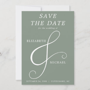 Save The Date Photo moderne Sage Green Ampersand Élégante