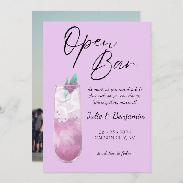 Save The Date Photo moderne violet amusante (Devant / Derrière)