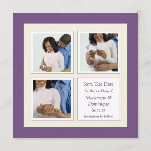 Save The Date Photo moderne violet et crème Enregistrer la date
