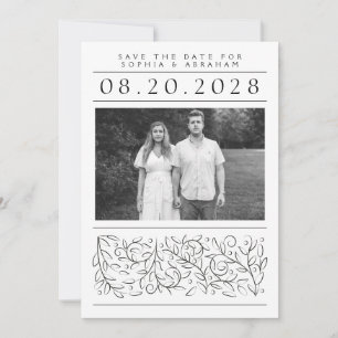Save The Date Photo officielle Feuille de défilement noir et bla