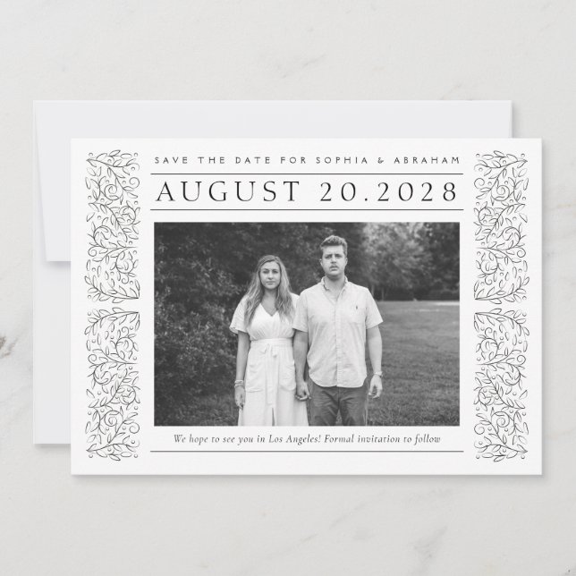 Save The Date Photo officielle Feuille de défilement noir et bla (Devant)