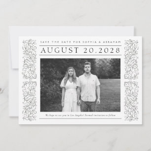 Save The Date Photo officielle Feuille de défilement noir et bla