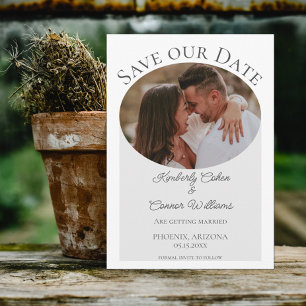 Save The Date Photo ovale simple Enregistrer la date   Gris