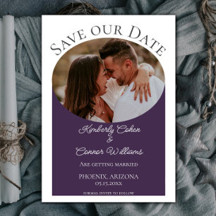 Save The Date Photo ovale simple Enregistrer la date Violet