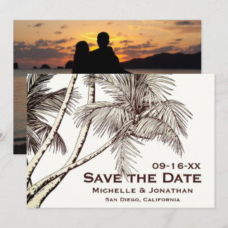 Save The Date PHOTO Palm Tree Beach Tropical Mariage
