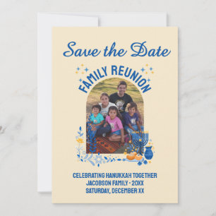 Save The Date Photo personnalisable HANOUKKA FAMILLE REUNION