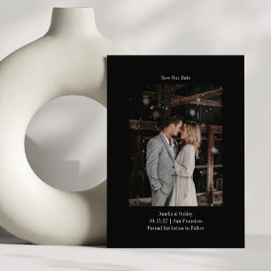 Save The Date Photo personnalisé de mariage élégant noir chic mi