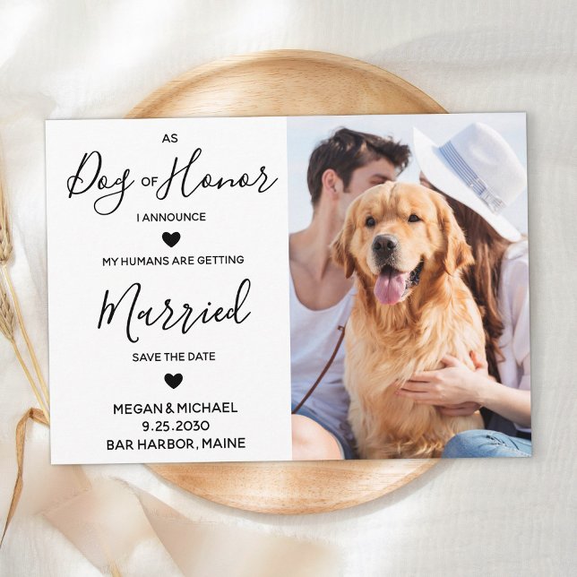 Save The Date Photo Personnalisée Chien D'Honneur Mariage animal (Créateur téléchargé)