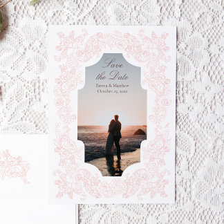 Save The Date Photo romantique victorien rose rose