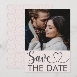 Save The Date Photo rose vif moderne & coeur Économisez la date