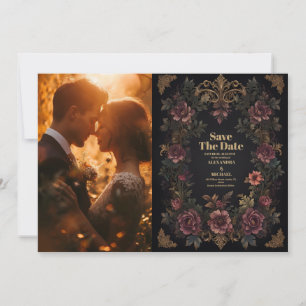 Save The Date Photo Royal Victorian Floral Mariage gothique