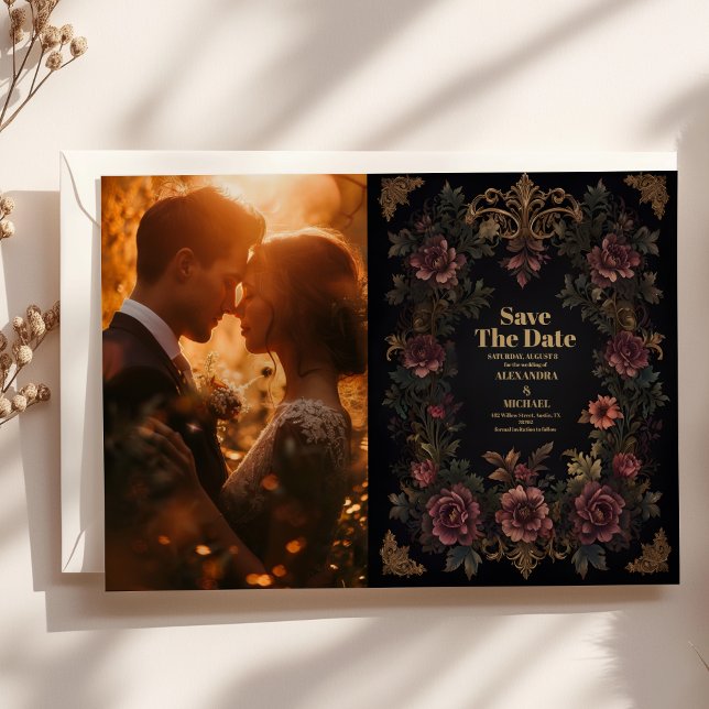 Save The Date Photo Royal Victorian Floral Mariage gothique (Créateur téléchargé)