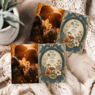 Save The Date Photo Sage Green Art Nouveau Alphonse Mucha Weddin