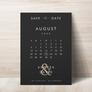 Save The Date Photo Sépia Or Métalisé & Calendrier Mariage