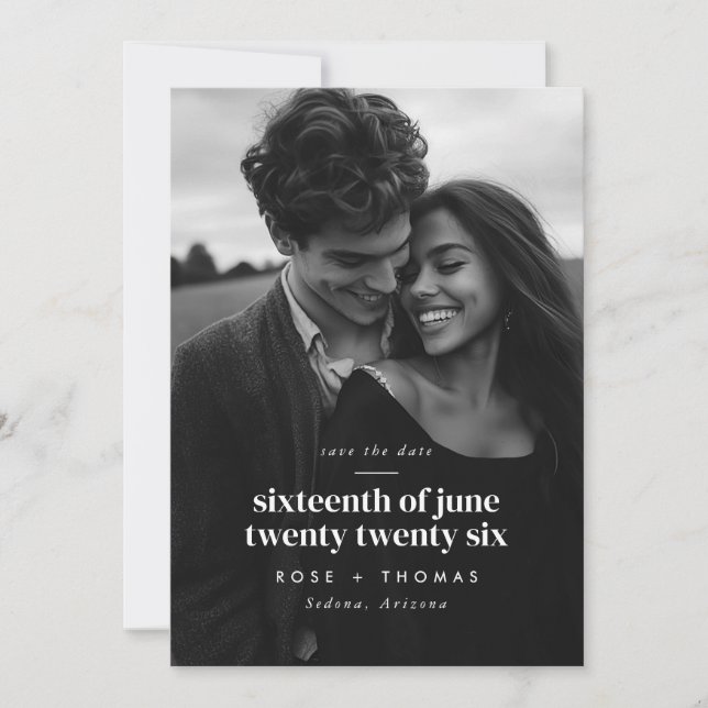 Save The Date Photo Sérif Écrit Enregistrer la Date (Devant)