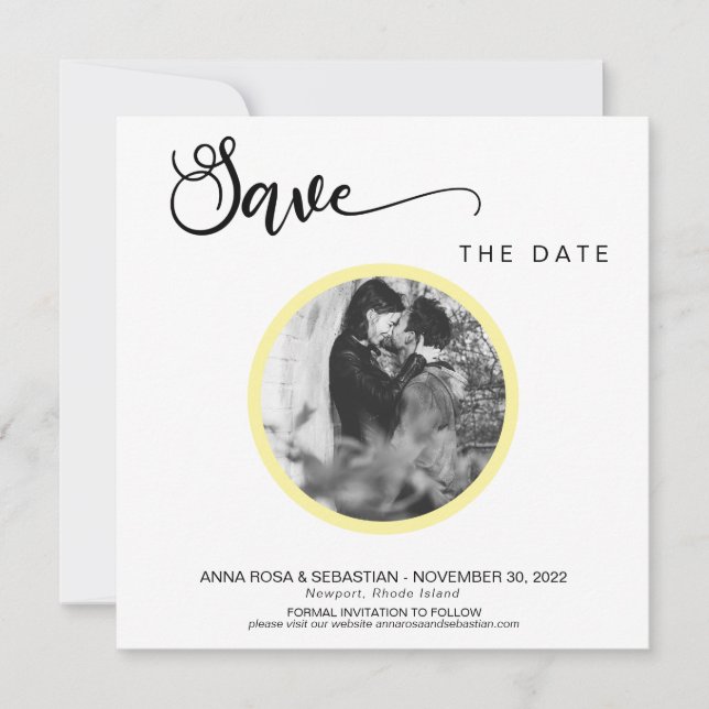 Save The Date *~* PHOTO Simple Boho Jaune Mariage Enregistrer La (Devant)