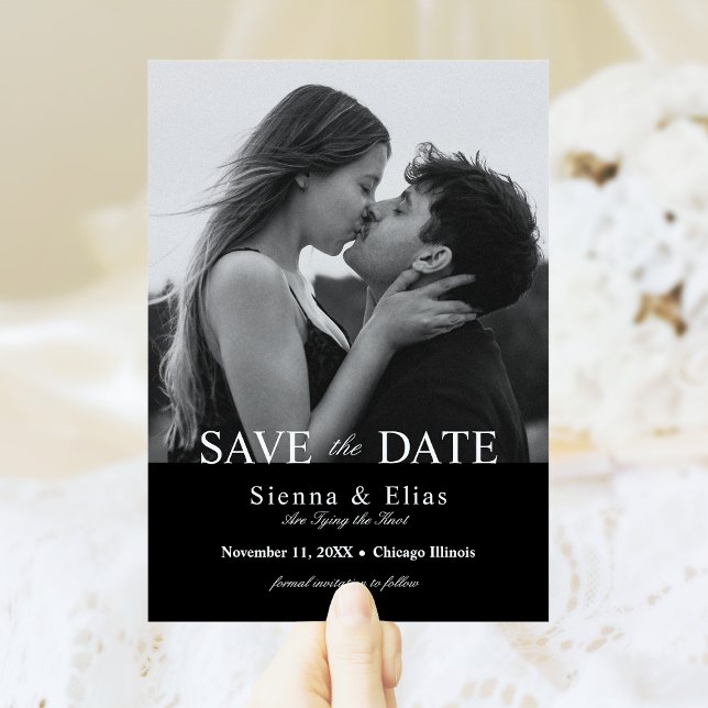 Save The Date Photo simple cravate noire noire  (Créateur téléchargé)
