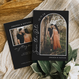 Save The Date Photo simple élégante Mariage noir et blanc