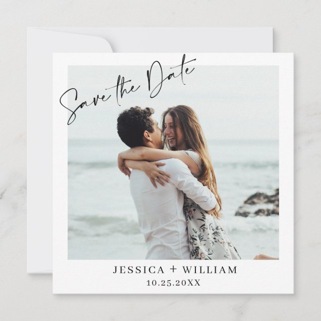 Save The Date Photo Simple Élégante Simple Mariage moderne (Devant)
