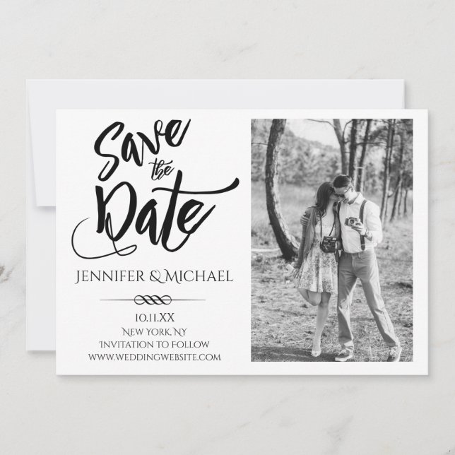 Save The Date Photo simple en noir blanc Enregistrer la date (Devant)