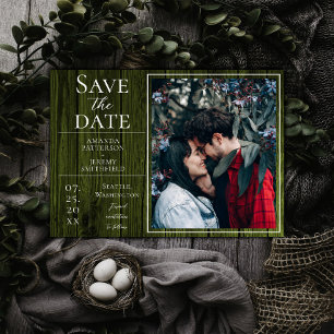 Save The Date Photo simple et rustique   Vert Enregistrer la dat